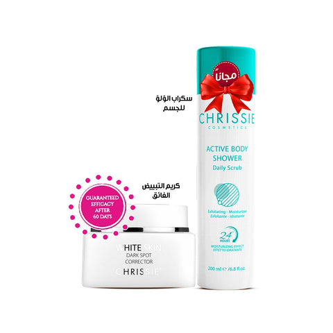 Chrissie whitening dark spot Cream +  Chrissie Active Body Shower Scrub